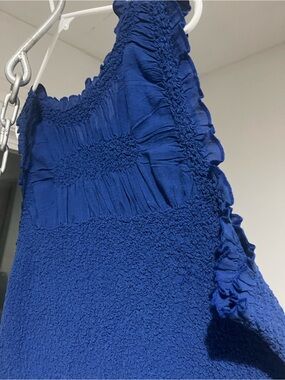 Anthropologie Deep Blue Smocked Sundress